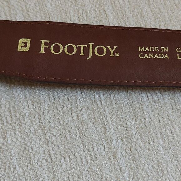 FootJoy Brown Embossed Leather Medallion Studded Men's Belt Silver Buckle & Tip - Picture 8 of 13